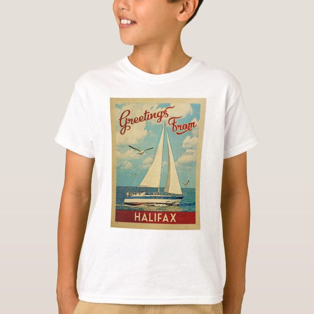 Camiseta Halifax Sailboat Viagens vintage Canadá (Frente)