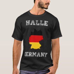 Camiseta Halle Alemanha Mapa de bandeira vintage da Alemanh