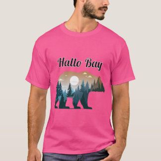 Camiseta Hallo Bay Bear Silhouette with Forest Landscape in