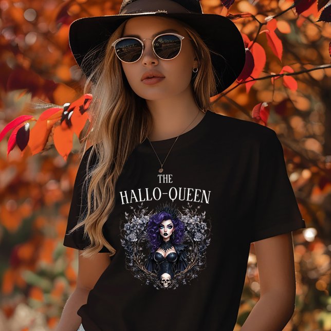 Camiseta Halloqueen Halloween  (HalloQueen Halloween Dark Queen with Gothic Border T-shirt)