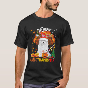 Camiseta Hallothanksmas Papais noeis Turquia Pumpkin Maltês