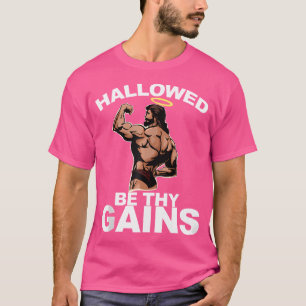 Camiseta Hallow Be Thains Engraçado Swole Jesus Bodybuildi
