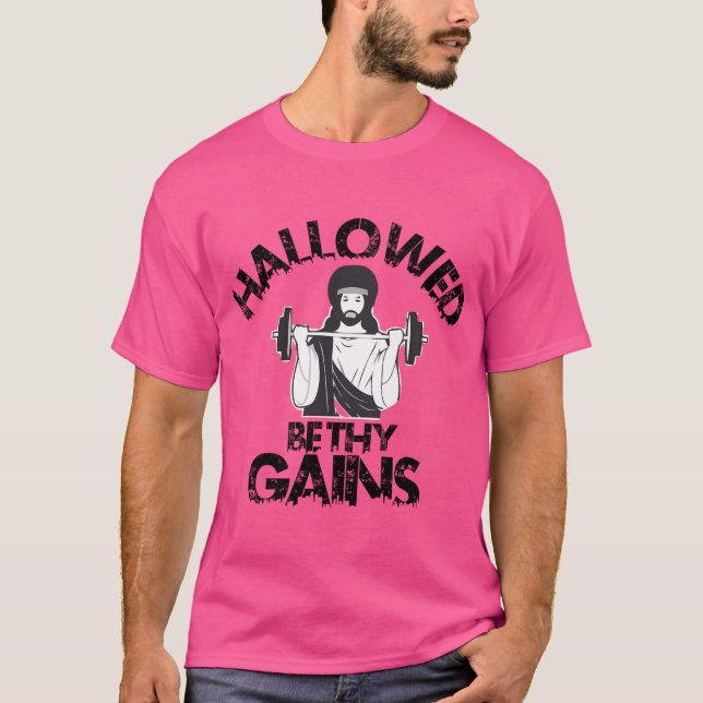 Camiseta Hallow Be Thains Gains Swole Jesus (Frente)