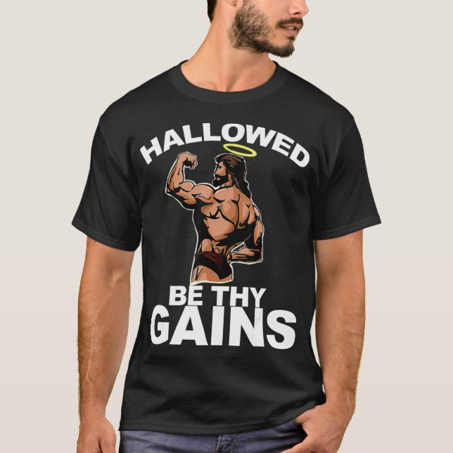 Camiseta HallowBe Thains ganha graça Jesus Bodybuildi (Frente)