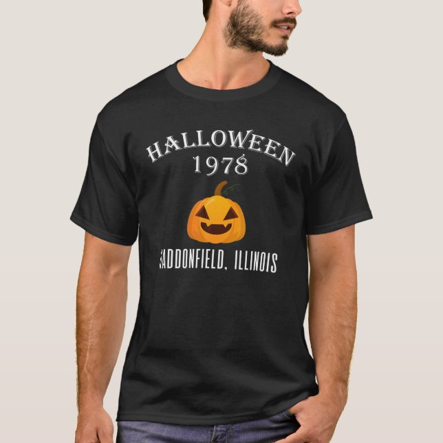 Camiseta Halloween 1978 Haddonfield, Illinois Holiday Pumpk (Frente)