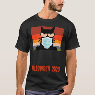 Camiseta Halloween 2020, Gato Preto com Máscara