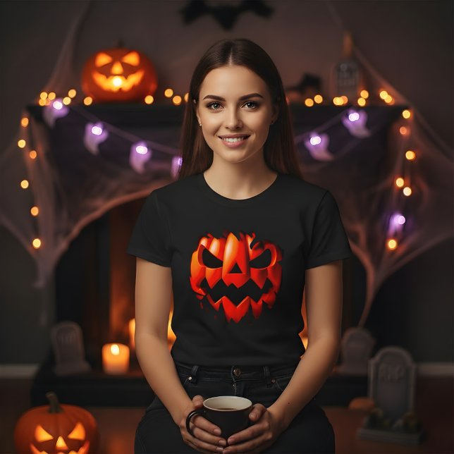 Camiseta Halloween 3D Pumpkin Design. Jumps Off The Product (Criador carregado)