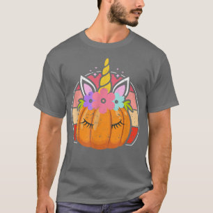 Camiseta Halloween Ação de Graças Pumpkin Unicorn Horn Engr