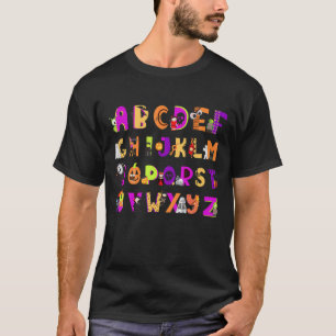 Camiseta Halloween Alphabet ABCs Learning Kindergarten Teac