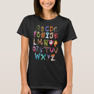Camiseta Halloween Alphabet ABCs Learning Kindergarten Teac