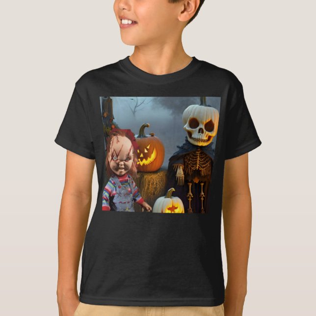 Camiseta Halloween assustador. (Frente)