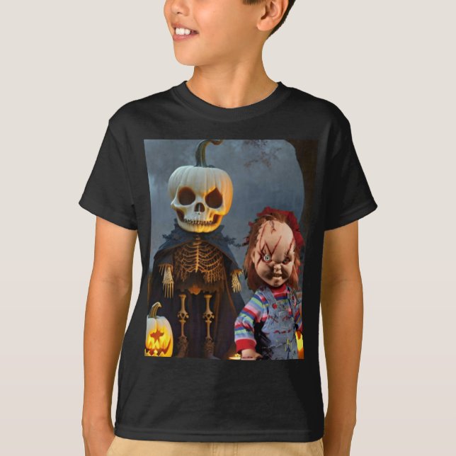Camiseta Halloween assustador. (Frente)