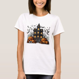 Camiseta Halloween assustador com abóboras e fantasmas