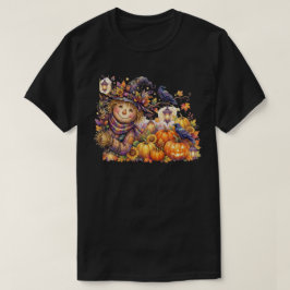 Camiseta Halloween Assustador, Espantalho Curioso, Colheita
