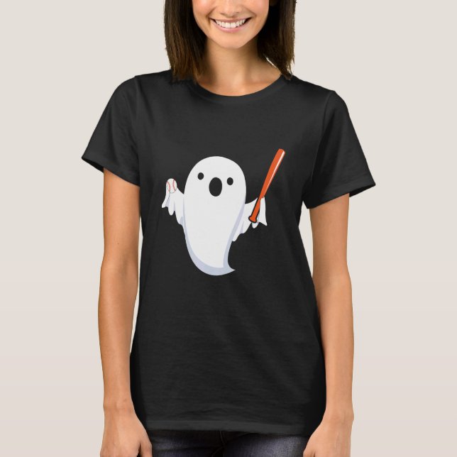 Camiseta Halloween Baseball Ghost Baseball Player Halloween (Frente)