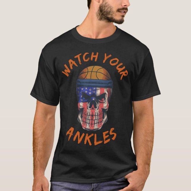 Camiseta Halloween Basketball Skeleton Watch Your 90s baske (Frente)