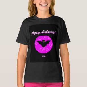 Camiseta Halloween Bat Girls Black Basic T Shirt