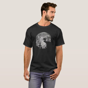 Camiseta Halloween Bats e Lobo Negro Howling Lua