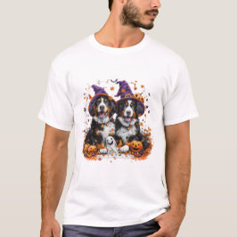 Camiseta Halloween Bernese Mountain Dogs Witch Ghost