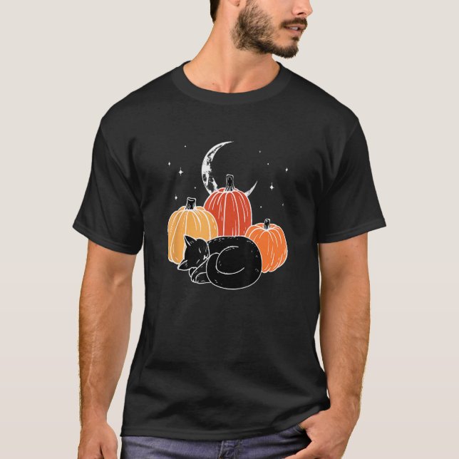 Camiseta Halloween  Black Cat Pumpkin Nap (Frente)