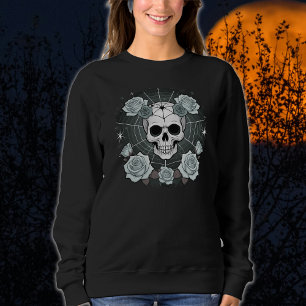 Camiseta Halloween Black Skulls & Rosas Spooky