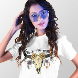 CAMISETA HALLOWEEN BOHO MAU EYE WITCH POR FAVOR SKULL