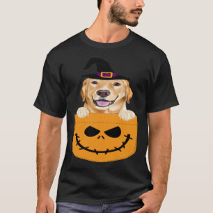 Camiseta Halloween Bolso Amarelo Labrador Retriever Jack O 