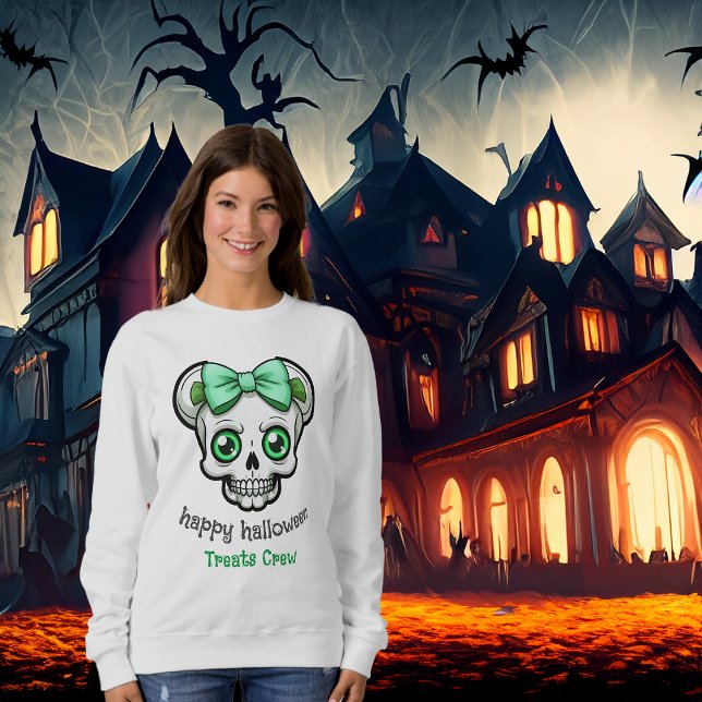 Camiseta Halloween Bonito Skull Green Arco Personalize (Criador carregado)