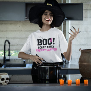 Camiseta Halloween BOO Assusta-Se Com O Cancer Da Mama