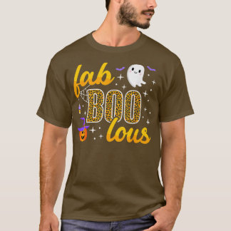 Camiseta Halloween Boo Faboolous Leopard Pumpkin Withat