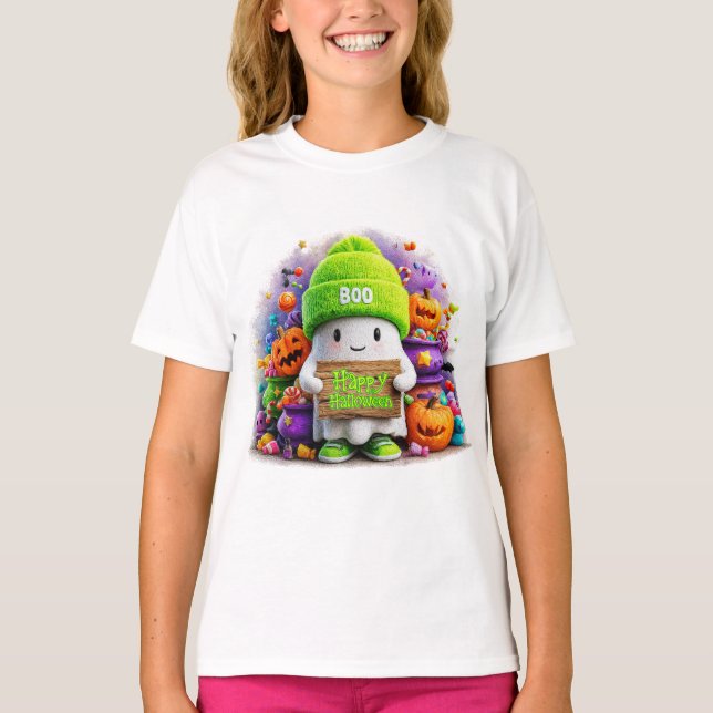 Camiseta Halloween Boo Fantasma - Feliz Halloween (Frente)