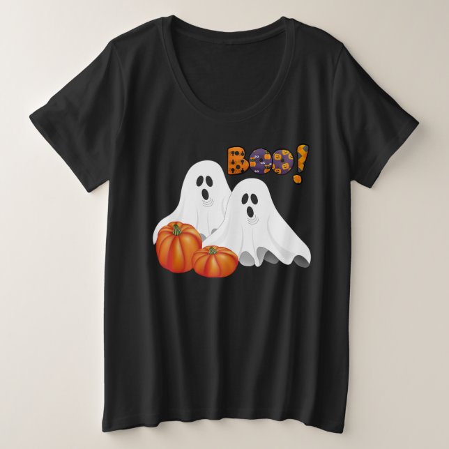 Camiseta Halloween BOO / Fantasmas de Feriado (Frente do Design)