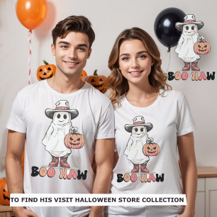 Camiseta Halloween boo haw garota fantasma do oeste