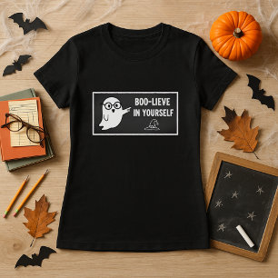 Camiseta Halloween BOO-LIEVE em si mesmo Professor-Bibliote