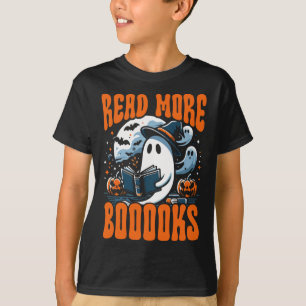 Camiseta Halloween Book Lover Ghost Boo Pun Leia Mais Livro