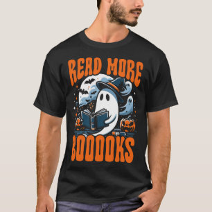 Camiseta Halloween Book Lover Ghost Boo Pun Leia Mais Livro
