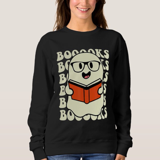 Camiseta Halloween Booooks Cute Ghost Boo Reading Books Adu (Frente)