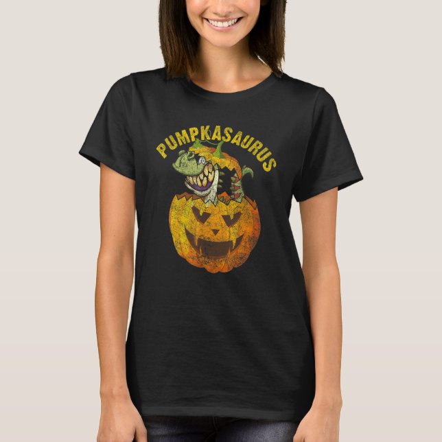 Camiseta Halloween Boys Men Pumpkasaurus Dinosaur Pumpkin   (Frente)