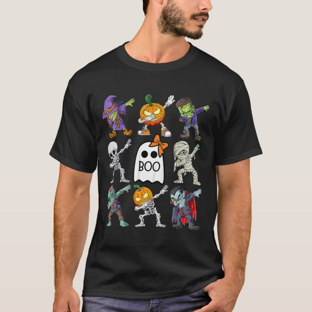 Camiseta Halloween Boys Skeleton Zombie Pumpkin Single Boo (Frente)