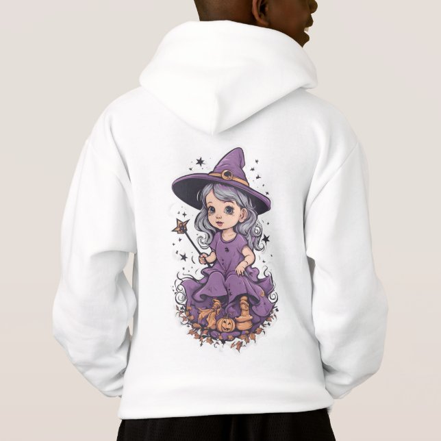 Camiseta Halloween, bruxa 1 bebê, bruxa fofa, feriado (Verso)