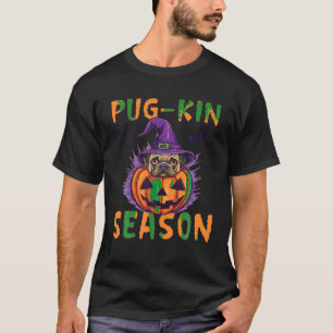 Camiseta Halloween Bruxa Pug Kin Season Pumpkin Funny C
