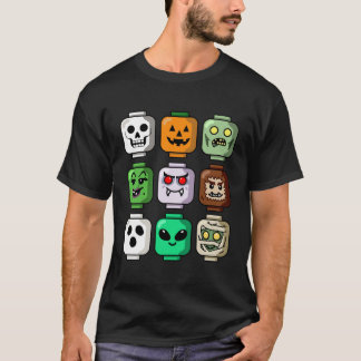 Camiseta Halloween Building Brick Head Pumpkin Ghost Zombie