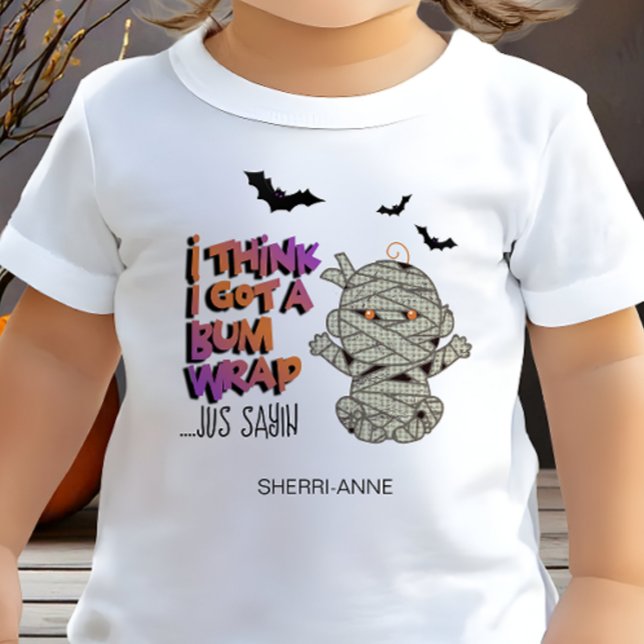 Camiseta Halloween Bum Wrap Múmia Bebê Laranja ID683 (Criador carregado)