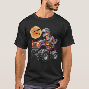 Camiseta Halloween Caminhão Monstro Dinosauro Zumbi