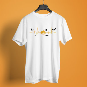 Camiseta Halloween Cardiograma Pumpkins Bats