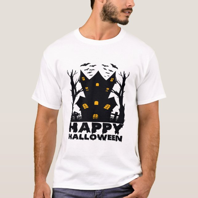Camiseta Halloween ( Casa Feliz de Halloween) (Frente)