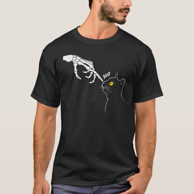 Camiseta Halloween Cat Black Skeleton Boop 1 (Frente)