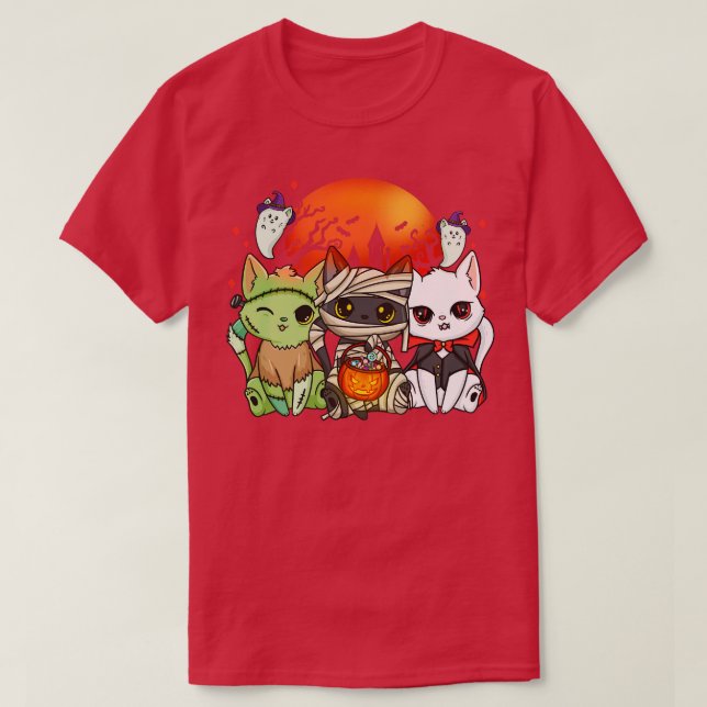 Camiseta Halloween Cat Halloween Costume (Frente do Design)