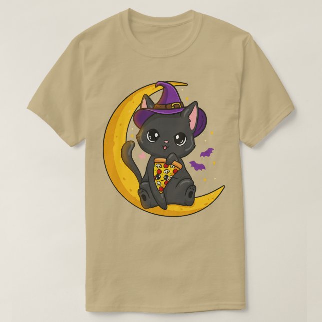 Camiseta Halloween Cat Pizza (Frente do Design)