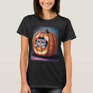 Camiseta Halloween Cat & Pumpkin